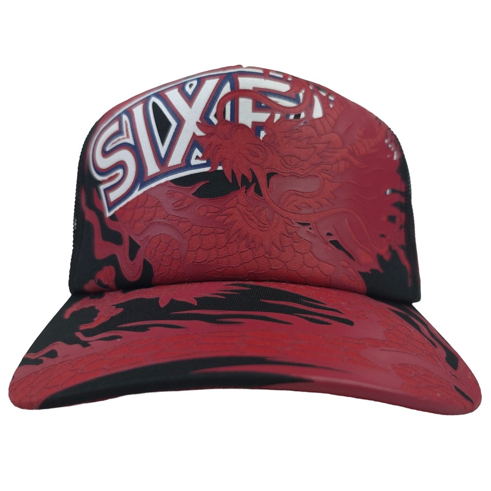 Philadalphia 76ers Mitchell & Ness Trucker Hat Cap Printed Sixers Dragon Art New